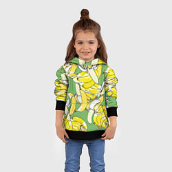 Толстовка-худи детская Banana pattern Summer Food, цвет: 3D-черный — фото 2