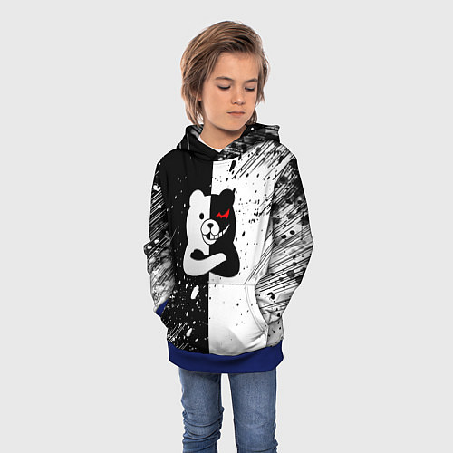 Детская толстовка Monokuma брызги / 3D-Синий – фото 3