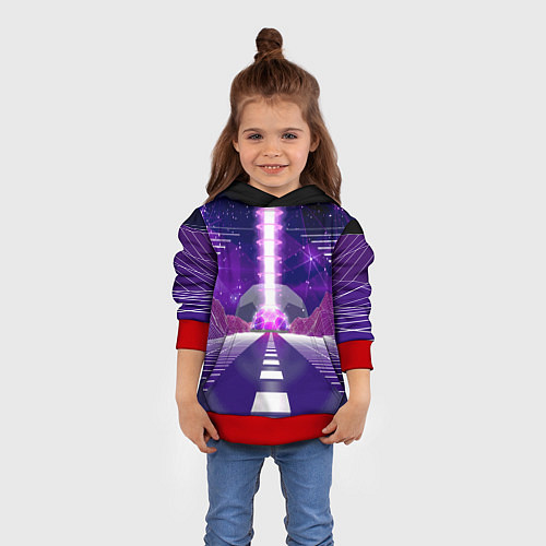 Детская толстовка Vaporwave Neon Space / 3D-Красный – фото 4