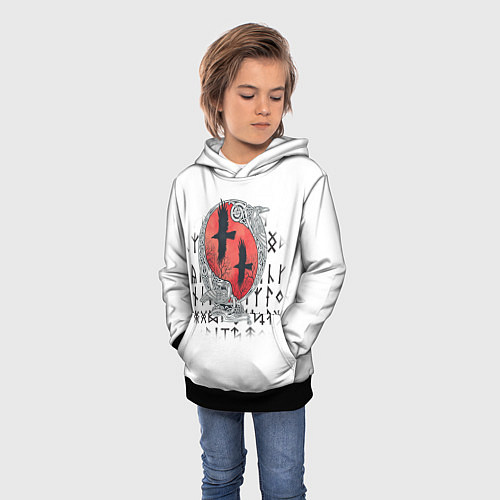 Детская толстовка Скандинавские вороны / 3D-Черный – фото 3