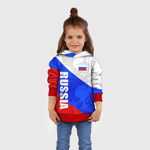 Детская толстовка RUSSIA - SPORTWEAR - ТРИКОЛОР / 3D-Красный – фото 4