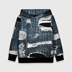 Толстовка-худи детская Джинсовое рваньё Fashion trend, цвет: 3D-черный