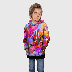 Толстовка-худи детская Красочный летний цветочный паттерн Summer color pa, цвет: 3D-черный — фото 2