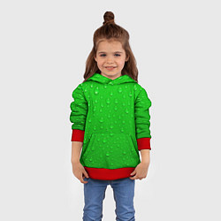 Толстовка-худи детская Зеленый фон с росой, цвет: 3D-красный — фото 2