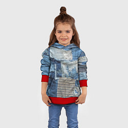 Толстовка-худи детская Пэчворк Рваная ткань Hype, цвет: 3D-красный — фото 2
