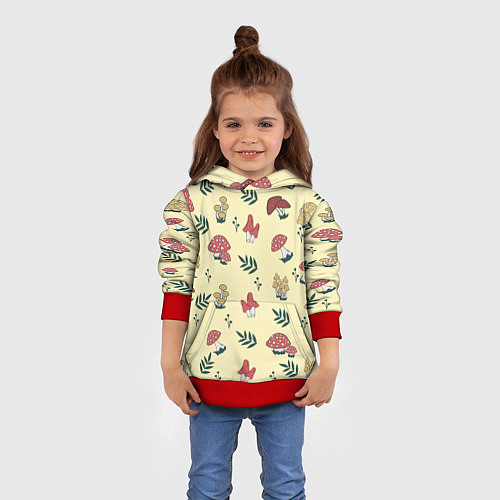 Детская толстовка Mushroom, грибы- грибочки / 3D-Красный – фото 4
