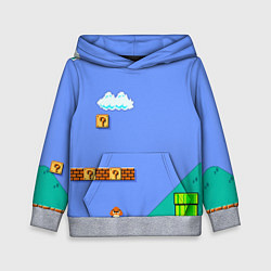 Толстовка-худи детская Марио дизайн, цвет: 3D-меланж