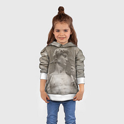 Толстовка-худи детская Микеланджело Буонарроти Давид Пост-арт Michelangel, цвет: 3D-белый — фото 2