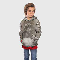 Толстовка-худи детская Микеланджело Буонарроти Давид Пост-арт Michelangel, цвет: 3D-красный — фото 2