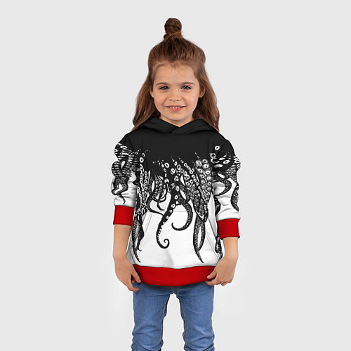 Детская толстовка В щупальцах осьминога / 3D-Красный – фото 4