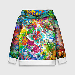 Детская толстовка Яркое безумие Бабочки, кляксы, граффити