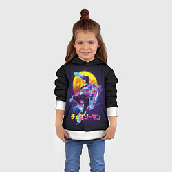 Толстовка-худи детская CHAINSAW MAN on the background of the moon, цвет: 3D-белый — фото 2