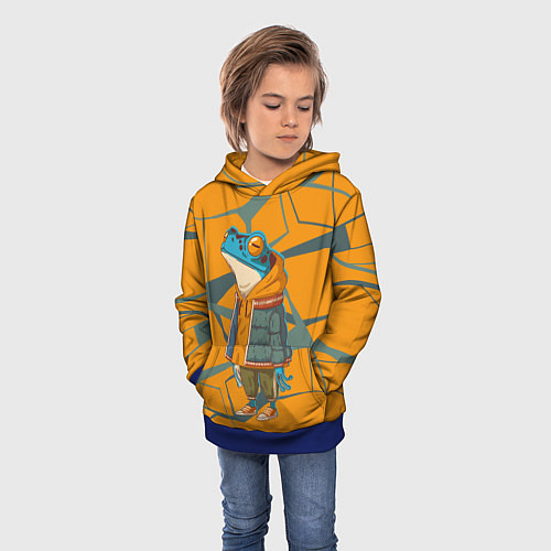 Детская толстовка Лягушка в модной куртке / 3D-Синий – фото 3