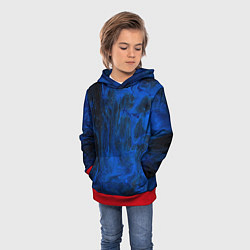 Толстовка-худи детская Синий абстрактный дым, цвет: 3D-красный — фото 2