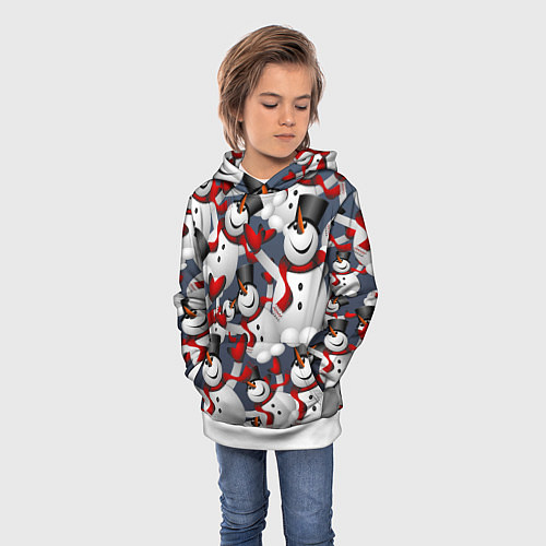 Детская толстовка ВОЗДУШНЫЕ СНЕГОВИКИ / 3D-Белый – фото 3