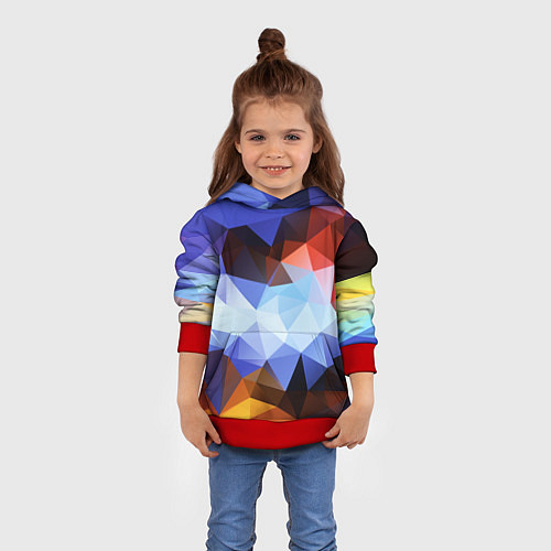 Детская толстовка Абстрактный цветной узор из треугольников Abstract / 3D-Красный – фото 4