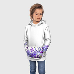 Толстовка-худи детская Любимые Ирисы, цвет: 3D-белый — фото 2