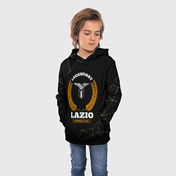 Толстовка-худи детская Лого Lazio и надпись Legendary Football Club на те, цвет: 3D-черный — фото 2