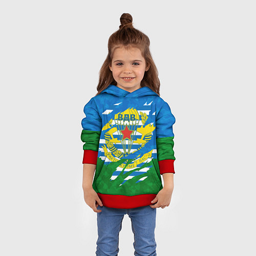 Детская толстовка ВДВ РАЗОРВАННАЯ ТКАНЬ / 3D-Красный – фото 4