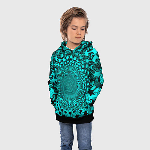 Детская толстовка NEON FRACTAL PATTERN / 3D-Черный – фото 3