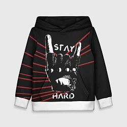 Толстовка-худи детская Stay hard, цвет: 3D-белый