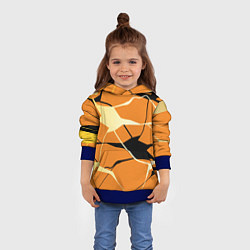 Толстовка-худи детская Абстрактные полосы на оранжевом фоне, цвет: 3D-синий — фото 2