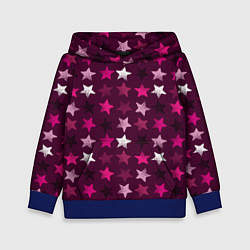 Толстовка-худи детская Бордовые звезды, цвет: 3D-синий