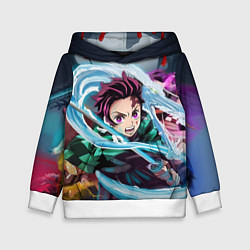 Толстовка-худи детская ТАНДЖИРО КЛИНОК, РАССЕКАЮЩИЙ ДЕМОНОВ DEMON SLAYER, цвет: 3D-белый