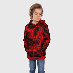 Толстовка-худи детская Красный дым Red Smoke Красные облака, цвет: 3D-красный — фото 2