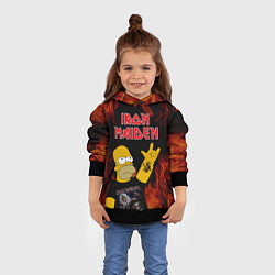 Толстовка-худи детская Iron Maiden Гомер Симпсон Рокер, цвет: 3D-черный — фото 2