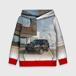 Толстовка-худи детская Тoyota Land Cruiser Prado у горного коттеджа Mount, цвет: 3D-красный