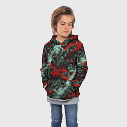 Толстовка-худи детская Красно-Белая Вулканическая Лава, цвет: 3D-меланж — фото 2