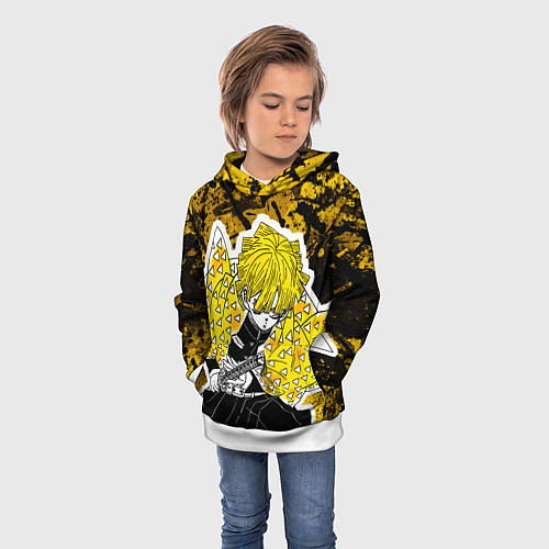 Детская толстовка Клинок, рассекающий демонов Зеницу / 3D-Белый – фото 3
