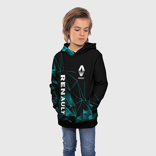 Детская толстовка Renault Геометрия бирюзовый / 3D-Черный – фото 3