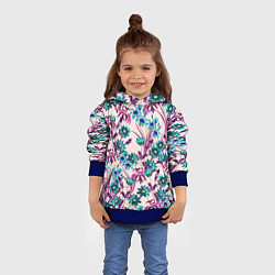 Толстовка-худи детская Цветы Летние Фиолетовые Рудбеки, цвет: 3D-синий — фото 2