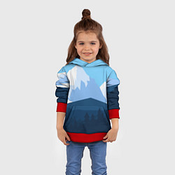 Толстовка-худи детская Горы, лес, канатная дорога, цвет: 3D-красный — фото 2