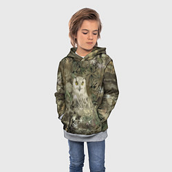 Толстовка-худи детская Сова на абстрактном коричневом фоне, цвет: 3D-меланж — фото 2