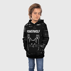 Толстовка-худи детская Группа Powerwolf и Рок Кот, цвет: 3D-черный — фото 2