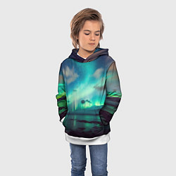 Толстовка-худи детская Aurora borealis, цвет: 3D-белый — фото 2