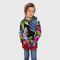 Толстовка-худи детская Floral vanguard composition Летняя ночь Fashion tr, цвет: 3D-красный — фото 2