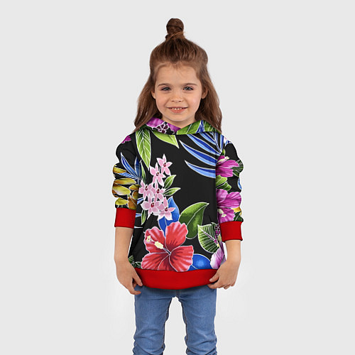 Детская толстовка Floral vanguard composition Летняя ночь Fashion tr / 3D-Красный – фото 4