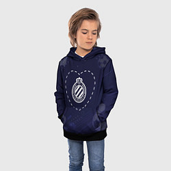 Толстовка-худи детская Лого Club Brugge в сердечке на фоне мячей, цвет: 3D-черный — фото 2