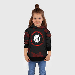 Толстовка-худи детская Символ Gears of War и краска вокруг на темном фоне, цвет: 3D-черный — фото 2