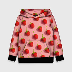 Толстовка-худи детская Strawberry Pattern, цвет: 3D-черный