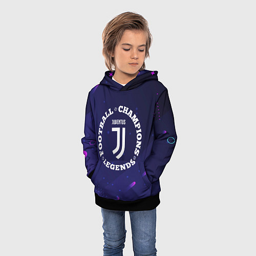 Детская толстовка Символ Juventus и круглая надпись Football Legends / 3D-Черный – фото 3