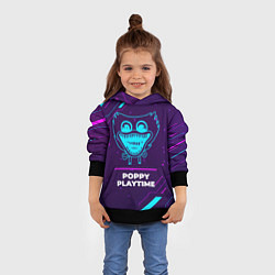 Толстовка-худи детская Символ Poppy Playtime в неоновых цветах на темном, цвет: 3D-черный — фото 2