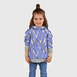 Толстовка-худи детская Фиолетовые Перья Птиц, цвет: 3D-меланж — фото 2