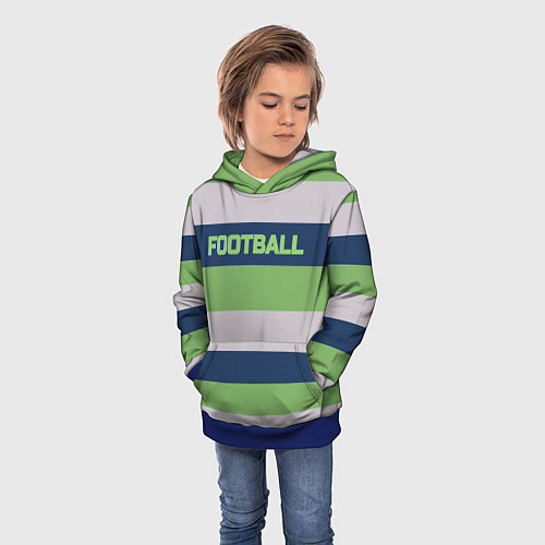 Детская толстовка Цветные полосы текст футбол Text football colored / 3D-Синий – фото 3