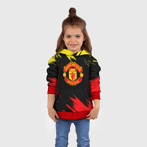 Детская толстовка Manchester united Texture / 3D-Красный – фото 4