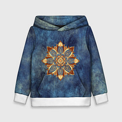 Толстовка-худи детская Мандала-цветок, цвет: 3D-белый